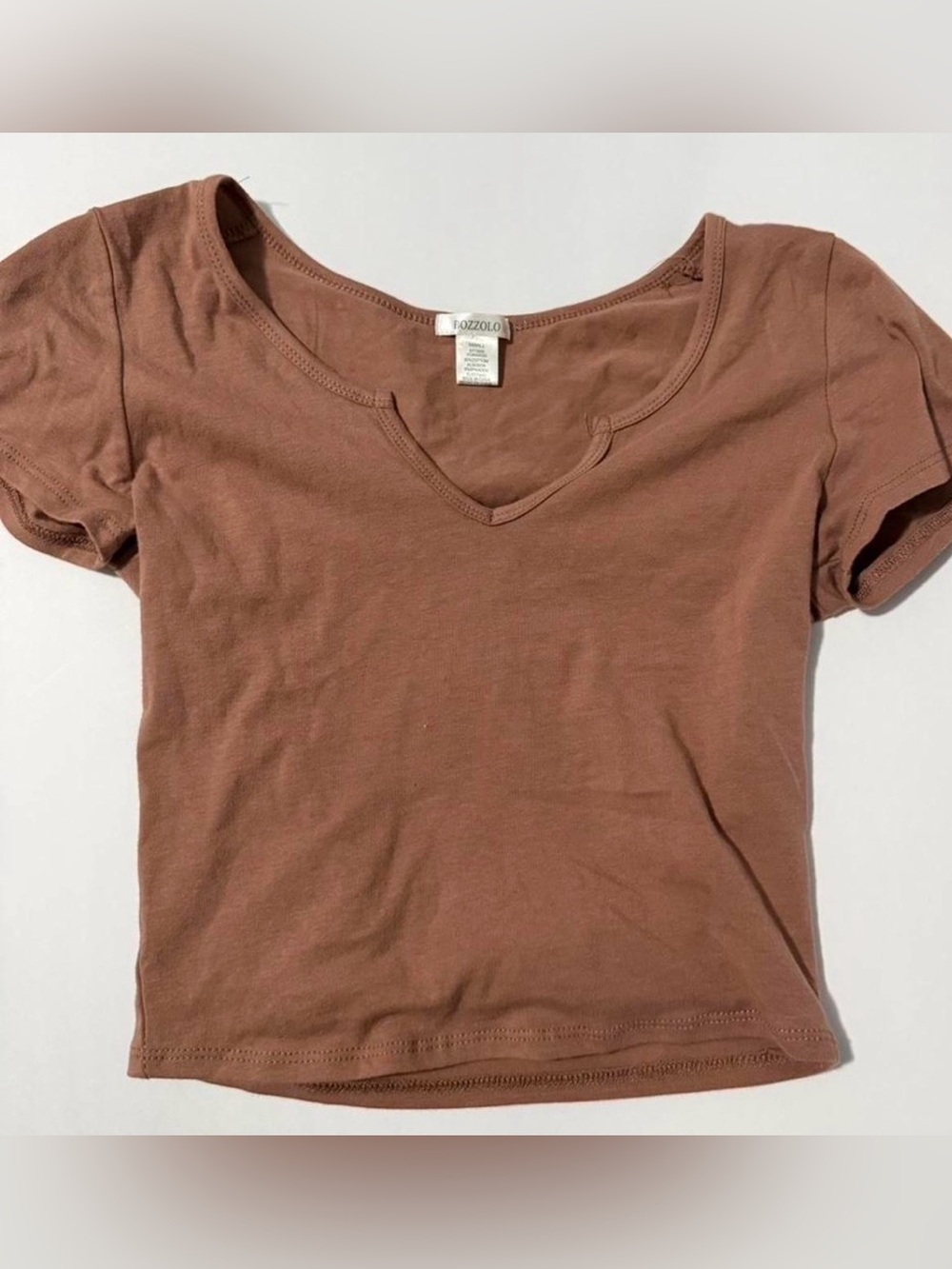 Bozzolo Mauve Brown V-Notch Crop Top